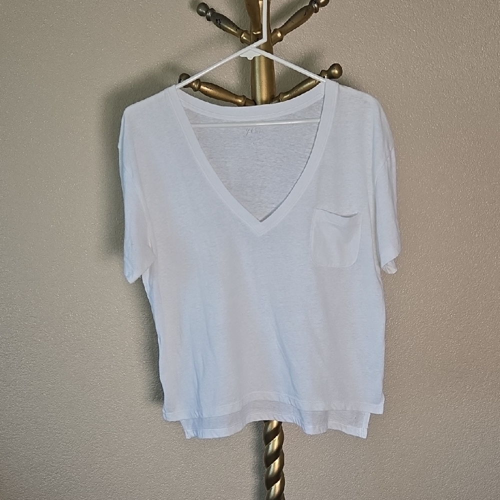 J. Crew White V-Neck Short Sleeve Tee